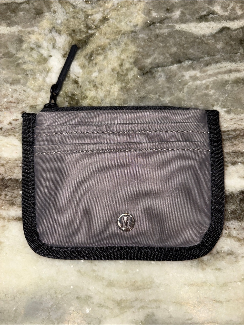 Lululemon Small Zip Card Wallet in Grey with Black Trim